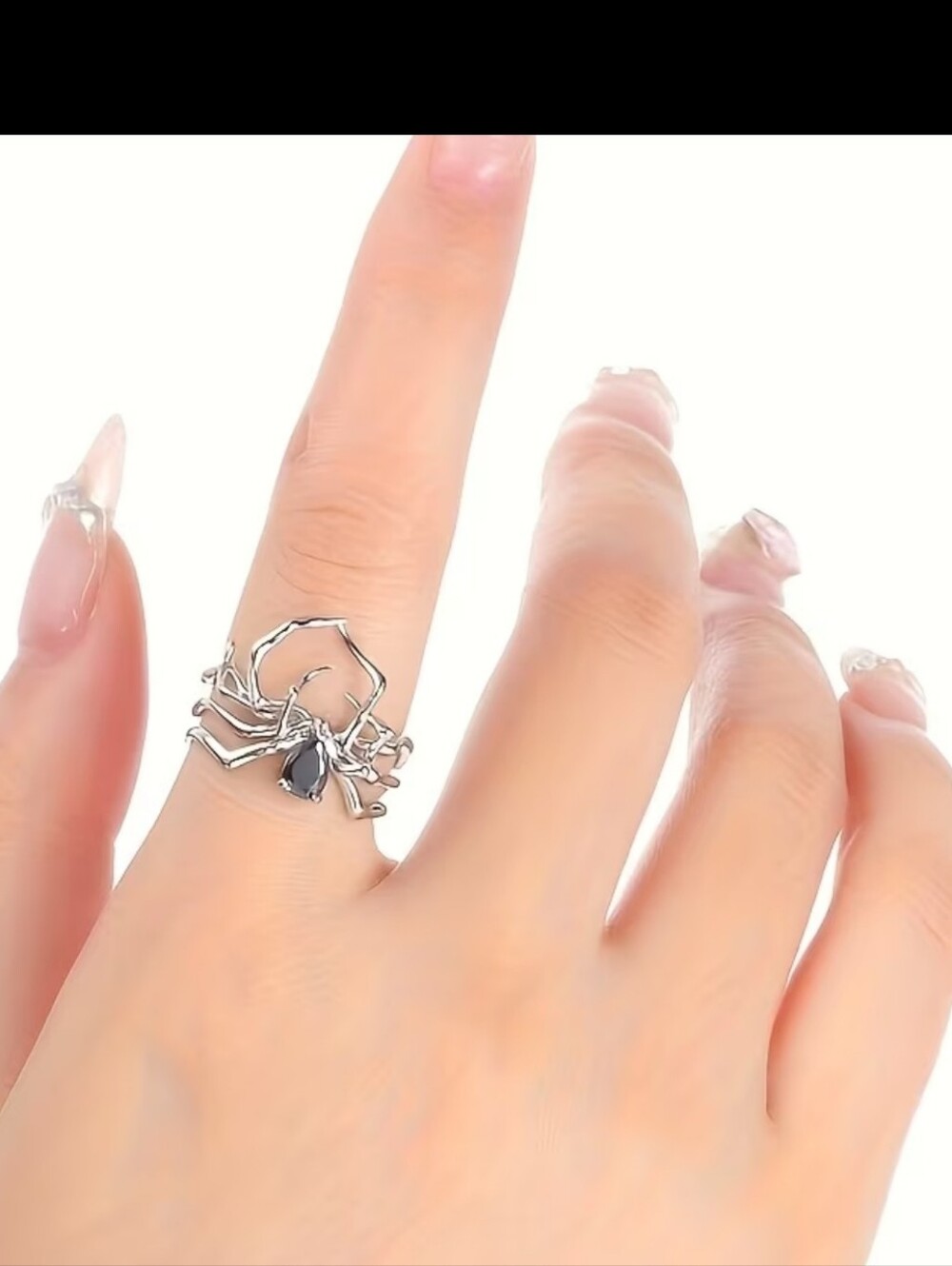 Onyx Spider On Silver Both Faux But, You Wouldn't Know! - Picture 2 of 4